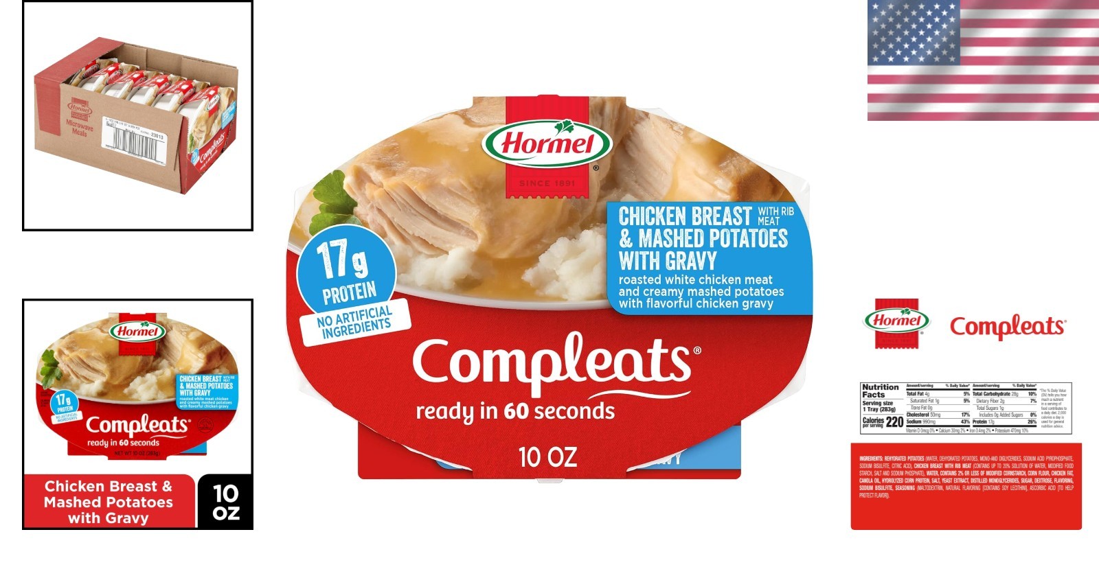 Hearty Chicken and Gravy with Creamy Mashed Potatoes – 10oz Trays, 6 Count