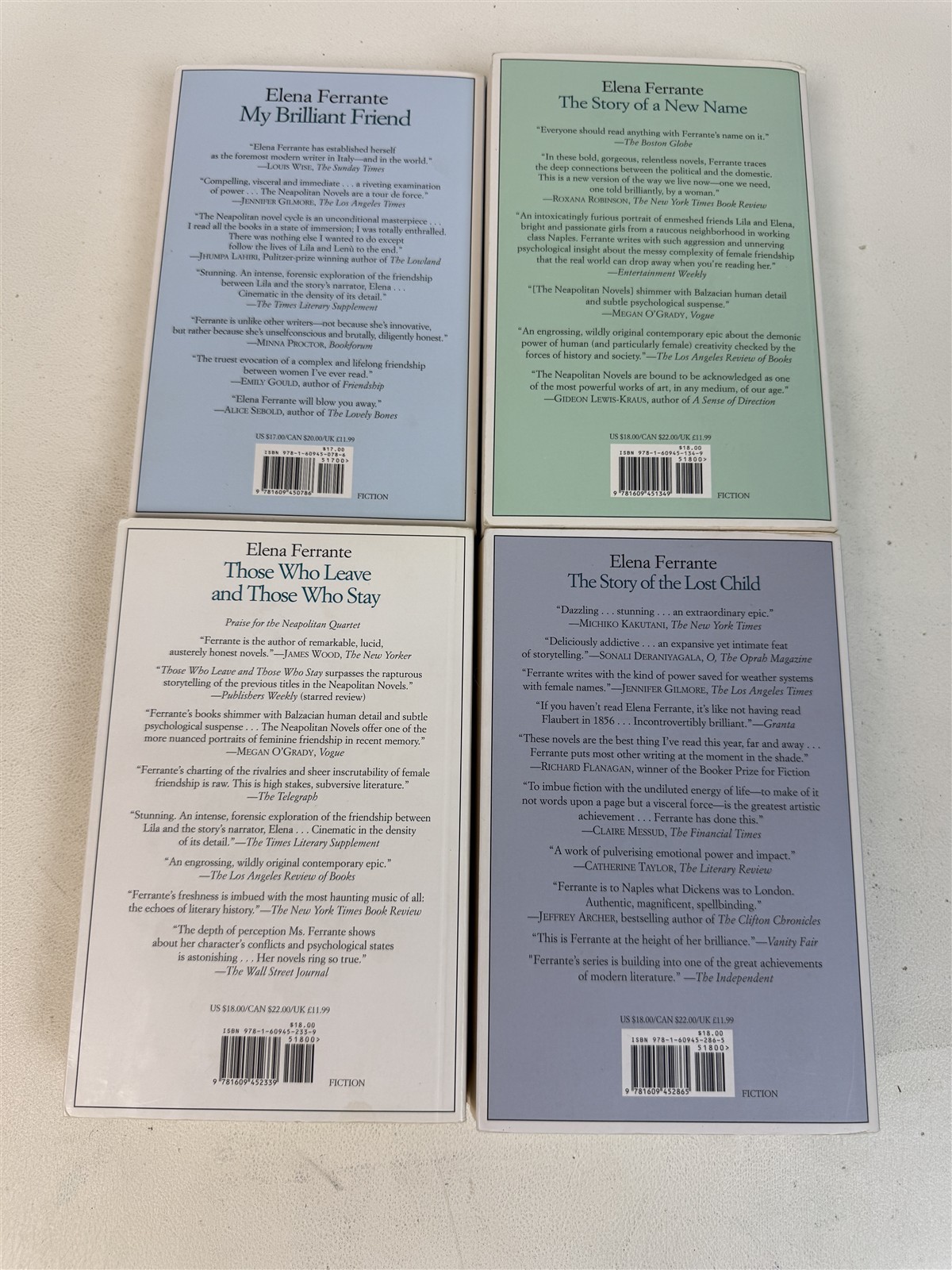 Elena Ferrante Complete Set 4 Neapolitan Novels My Brilliant Friend plus sequels
