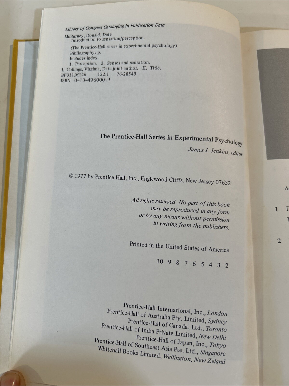 Introduction to Sensation/Perception, Donald McBurney,Virginia B. Collings, 1977