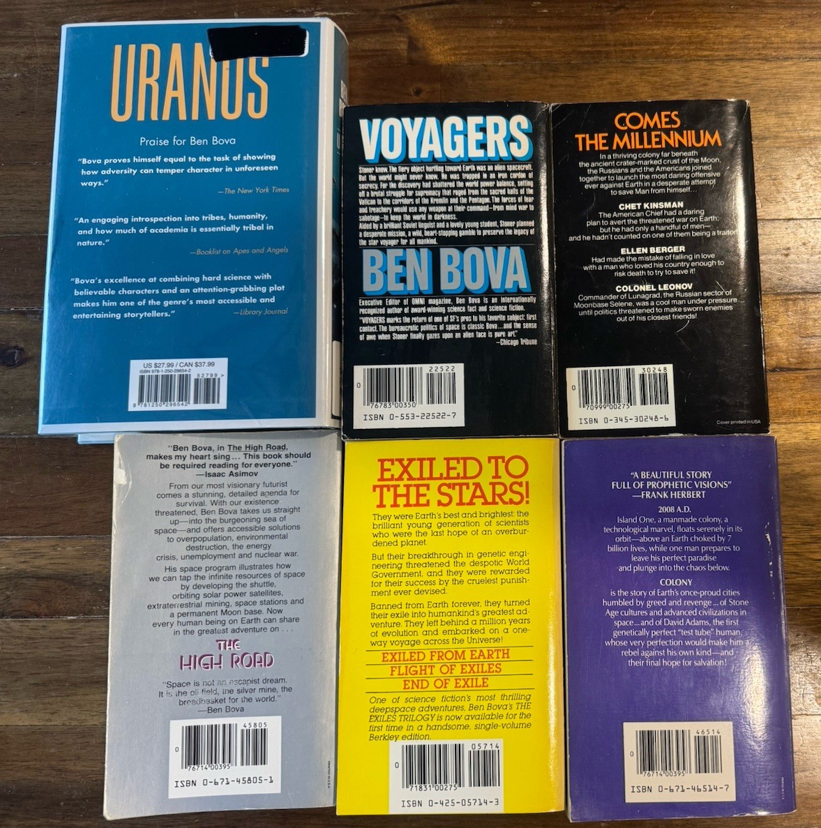 Ben Bova 70s, 80s, 2020s Sci-Fi Book Lot – Uranus, Voyagers, Exiles Trilogy + 3