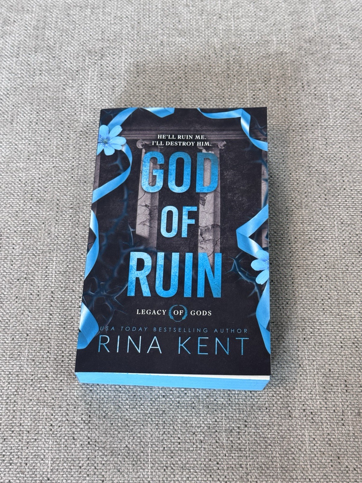 God of Ruin By Rina Kent Signed Deluxe Edition Blue Sprayed Edges Legacy of Gods