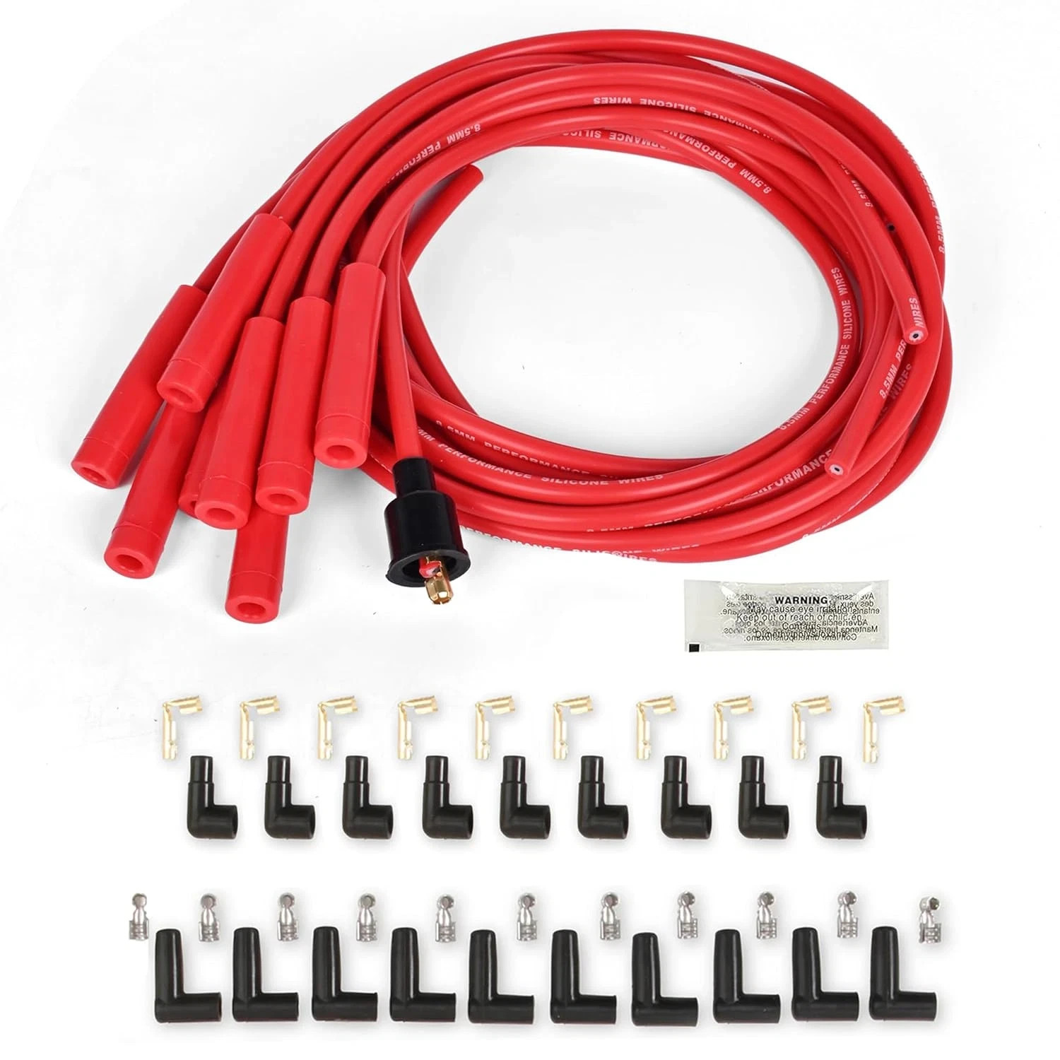 Universal Spark Plug Wire Set 8.5mm Spark Plug Wires with Red HEI Straight Boot