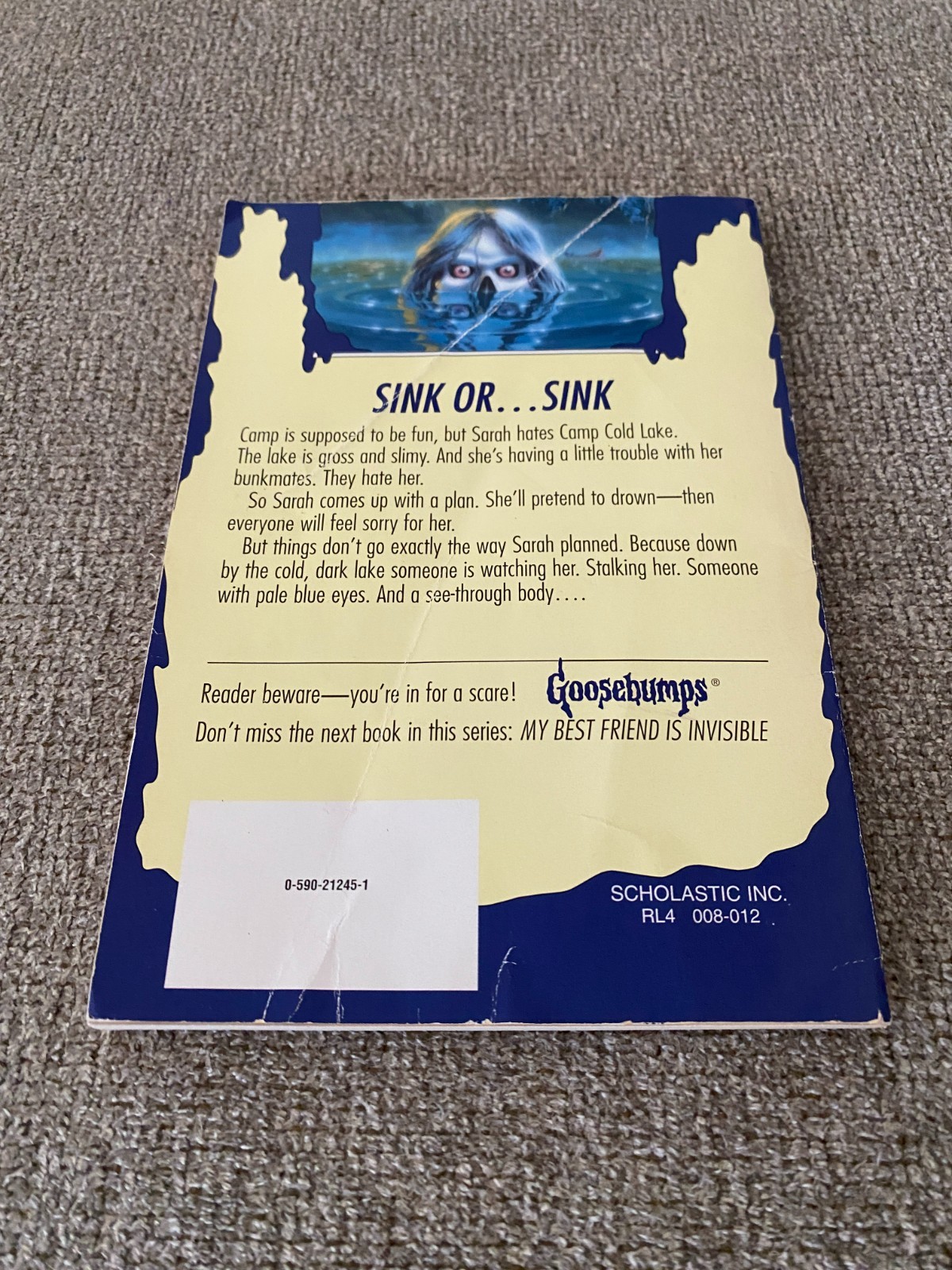Good Thin Edition 1st print Goosebumps #56 The Curse of Camp Cold Lake ~ Stine