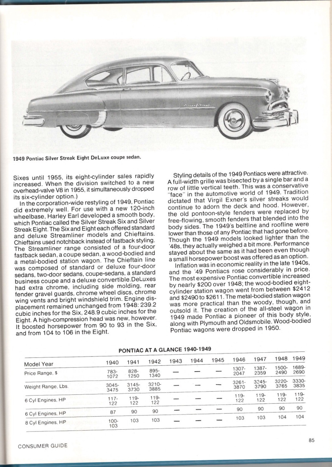 Cars Of The 40s By The Editors Of Consumer Guide 98 Pages 200 Photos Like New