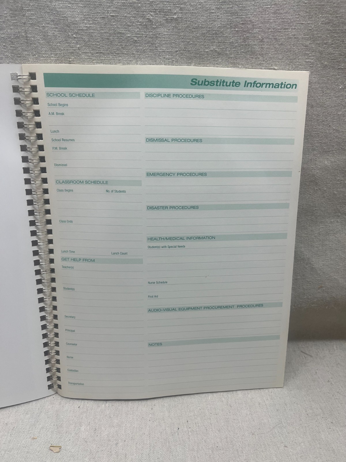 Hammond & Stephens 8 Subject/Trimester Record Book 8-1/2 X 11 Inches Red NOS