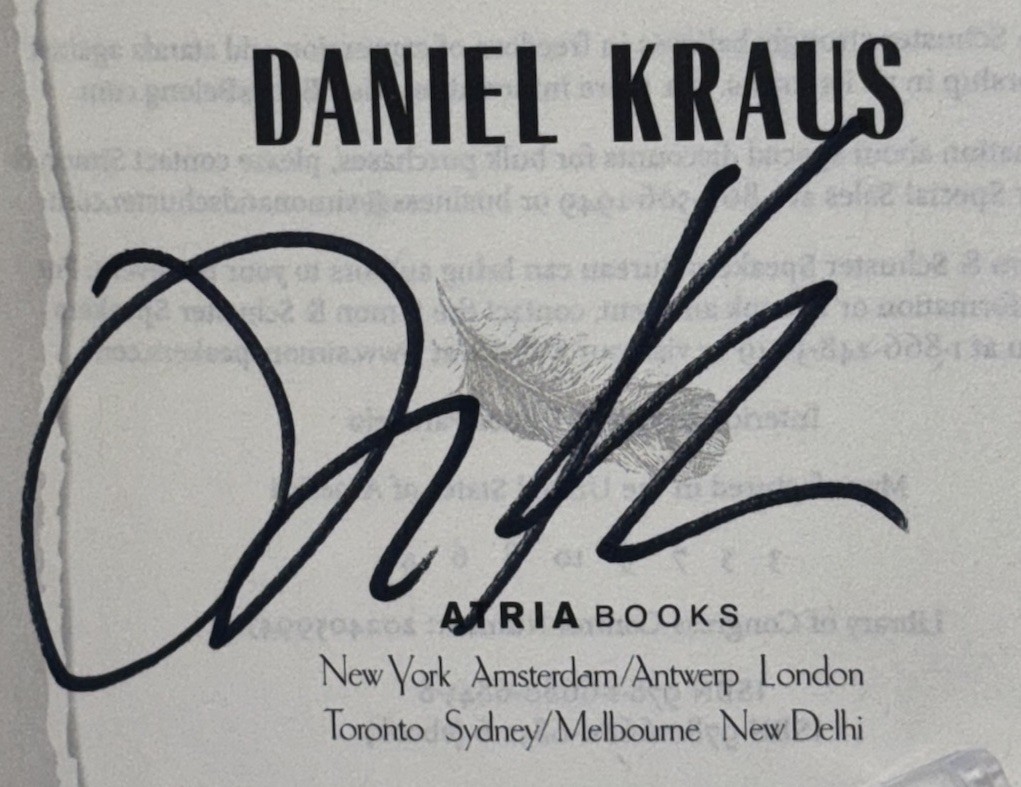 DANIEL KRAUS ANGEL DOWN SIGNED AUTOGRAPHED PULIZTER PRIZE HC 1ST ED / 3RD BOOK 3