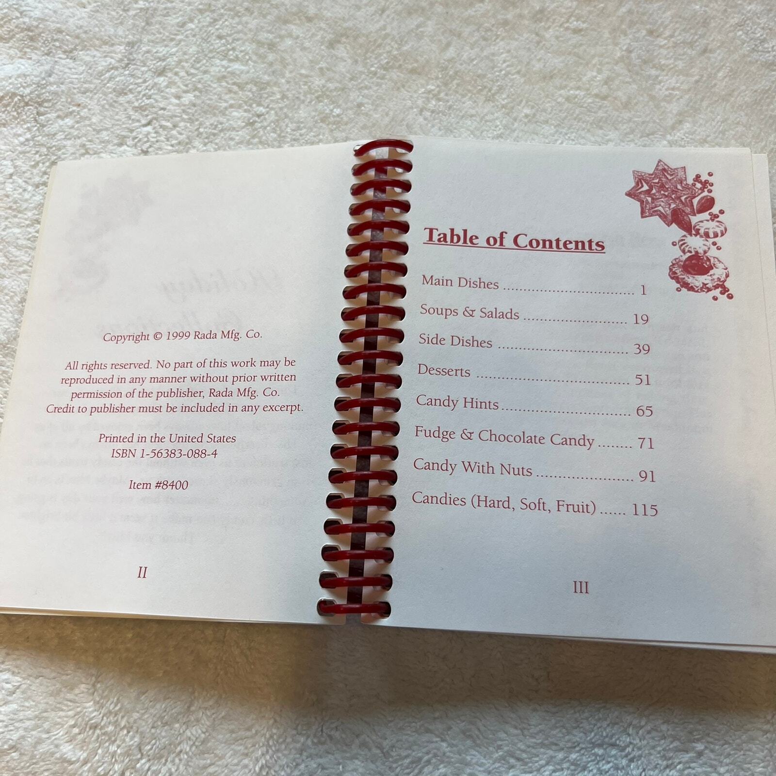 Holiday Favorites Mini Size Cookbook 184 Pages of Recipes 1999 Rada Mfg. Co.