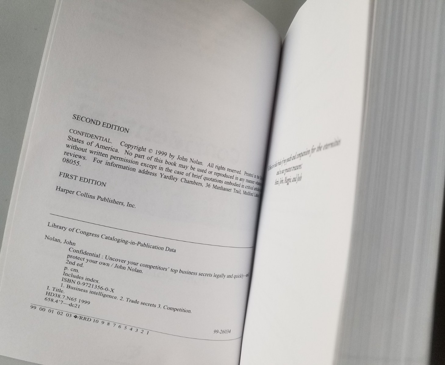 John Nolan CONFIDENTIAL: BUSINESS SECRETS, GETTING THEIRS -OUT OF PRINT