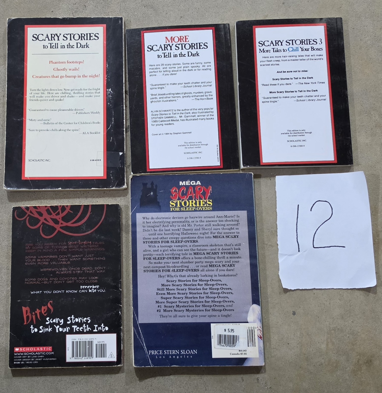 Lot 5 SCARY STORIES TELL IN DARK Alvin Schwartz Set More 3 for sleepovers Bites