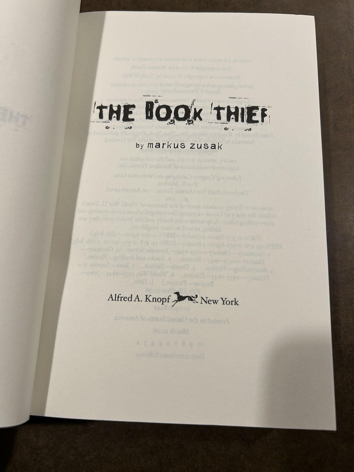 The Book Thief by Markus Zusak First American Edition, 2nd Print Hardcover 2006