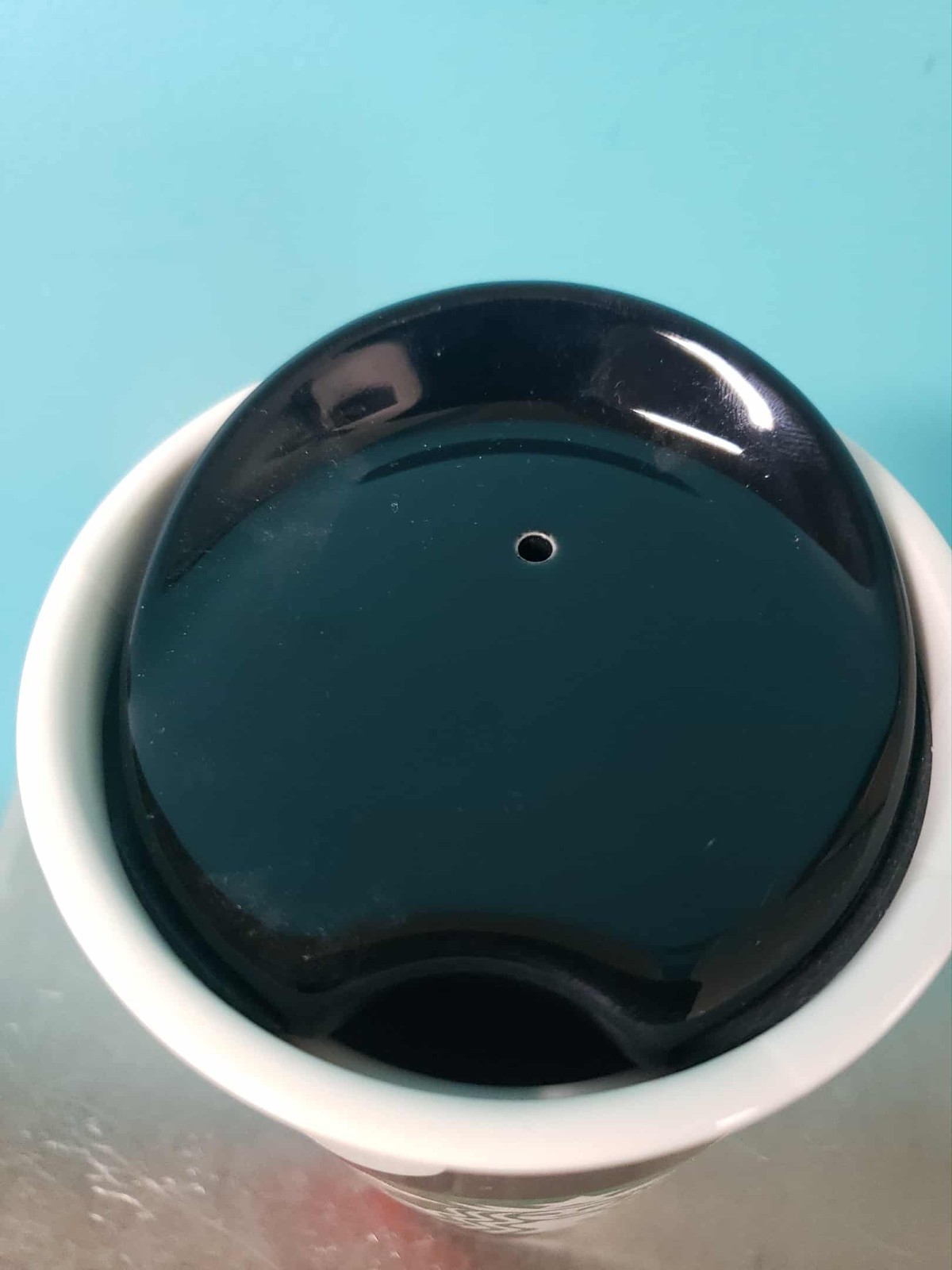 Starbucks 12 oz Ceramic Tumbler/Coffee Mug With Lid, Black & White Hearts, 2015