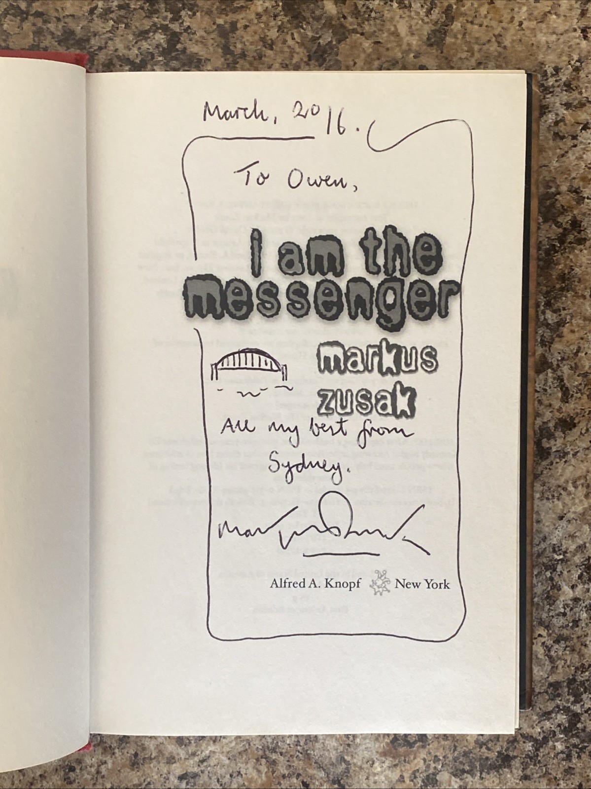I am the Messenger SIGNED by Markus Zusak -Book Thief- 1st Ed. Very Good HC