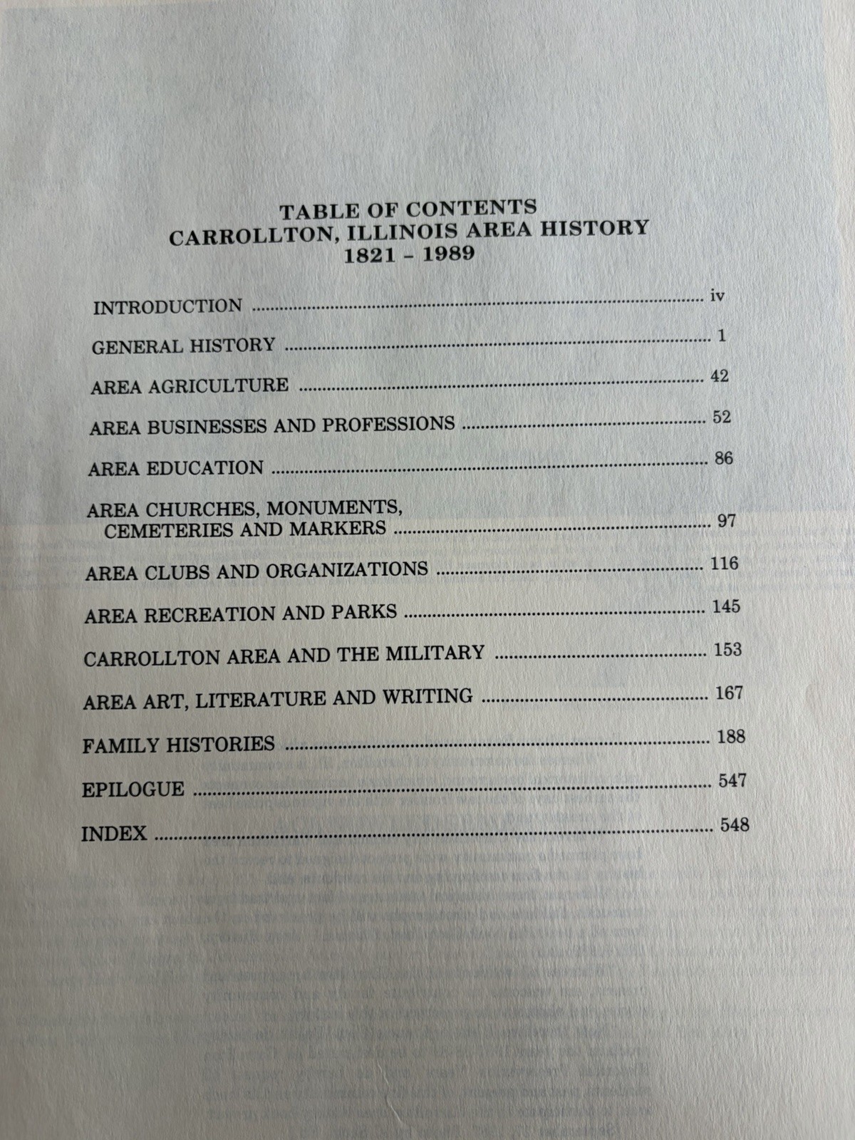 History of the Carrollton, Illinois area, 1821-1989
