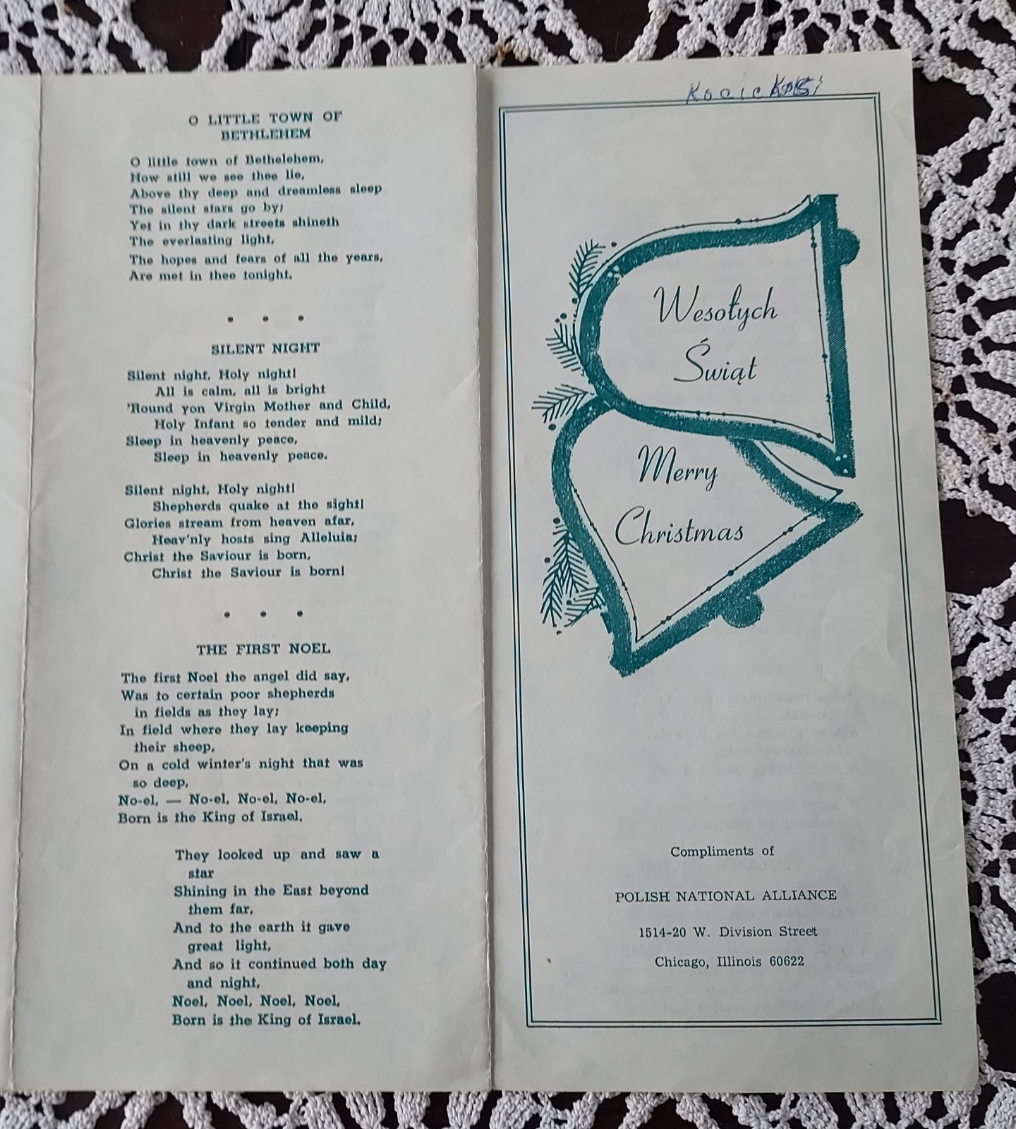 Vtg Wesotych Swiat Merry Christmas Phamphlet Book Songs Polish National Alliance