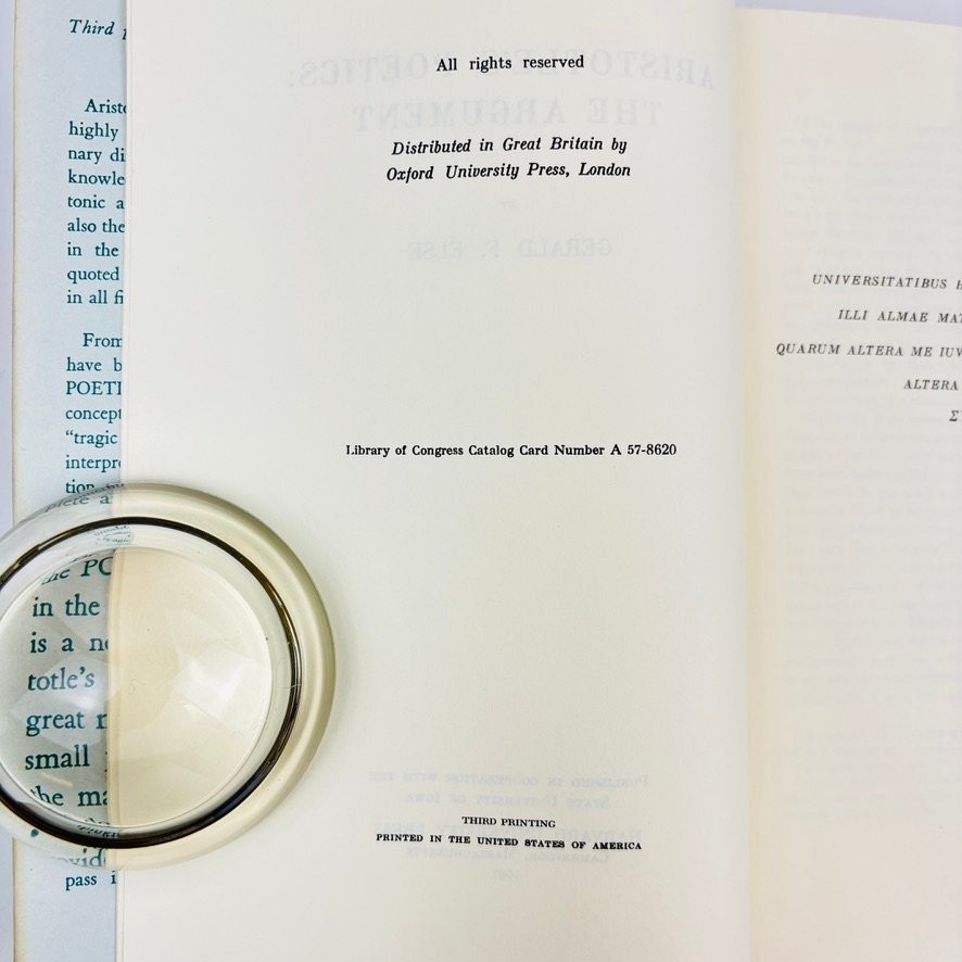 Aristotle’s Poetics The Argument Gerald F Else 1957 First EditionThird Printing