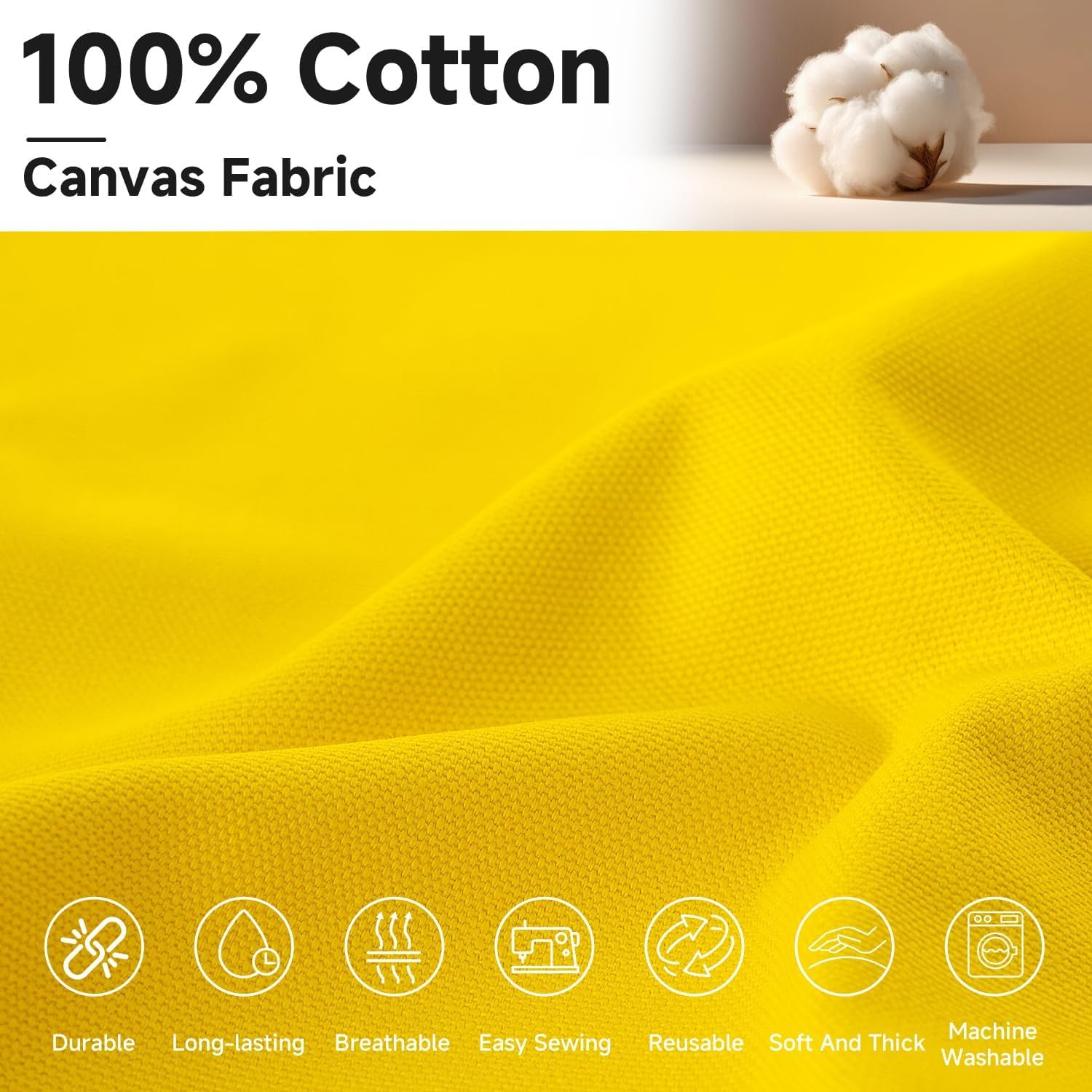 Canvas Fabric by the Yard, 59” Wide, 10Oz Premium Natural Cotton Duck Canvas Fa
