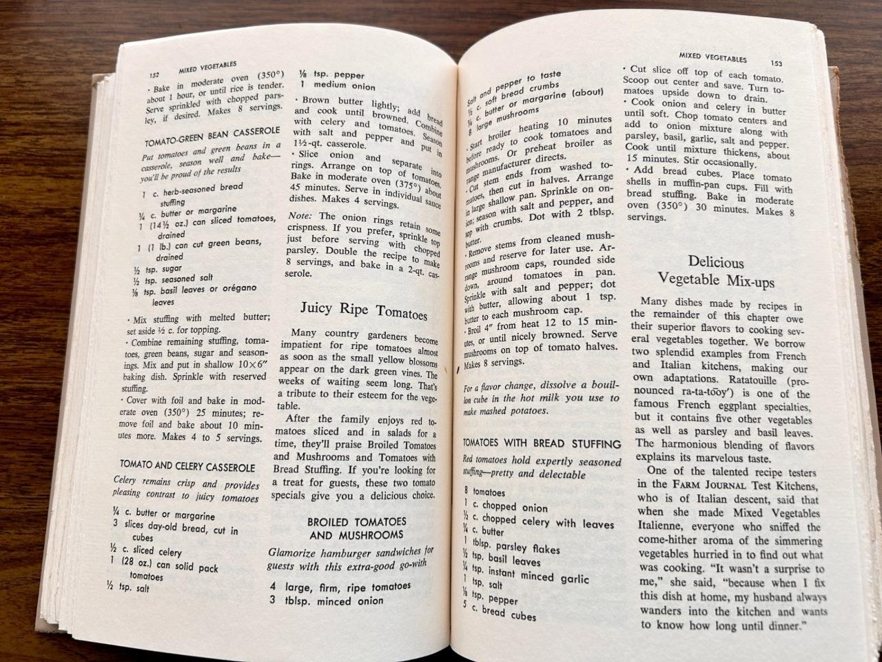 Americas Best Vegetable Recipes Cookbook 1970 vintage Farm Journal 336 pages