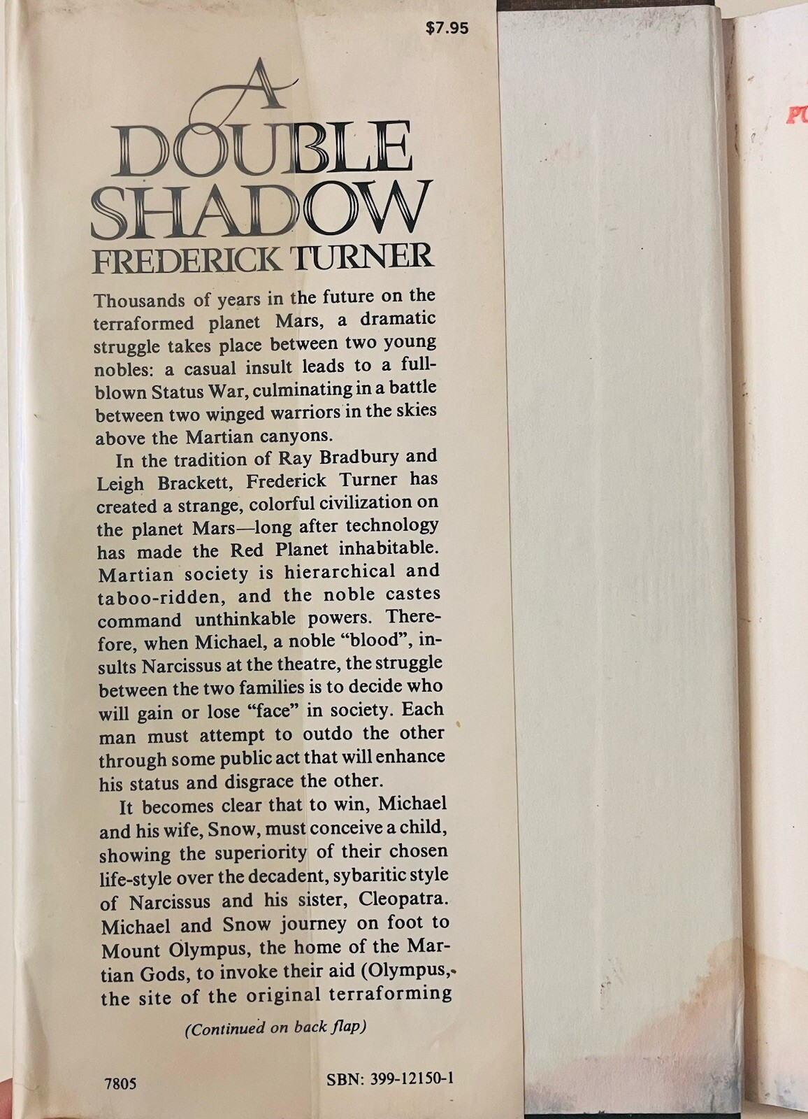 Double Shadow Frederick Turner 1978 Hardcover DJ First Edition Fantasy
