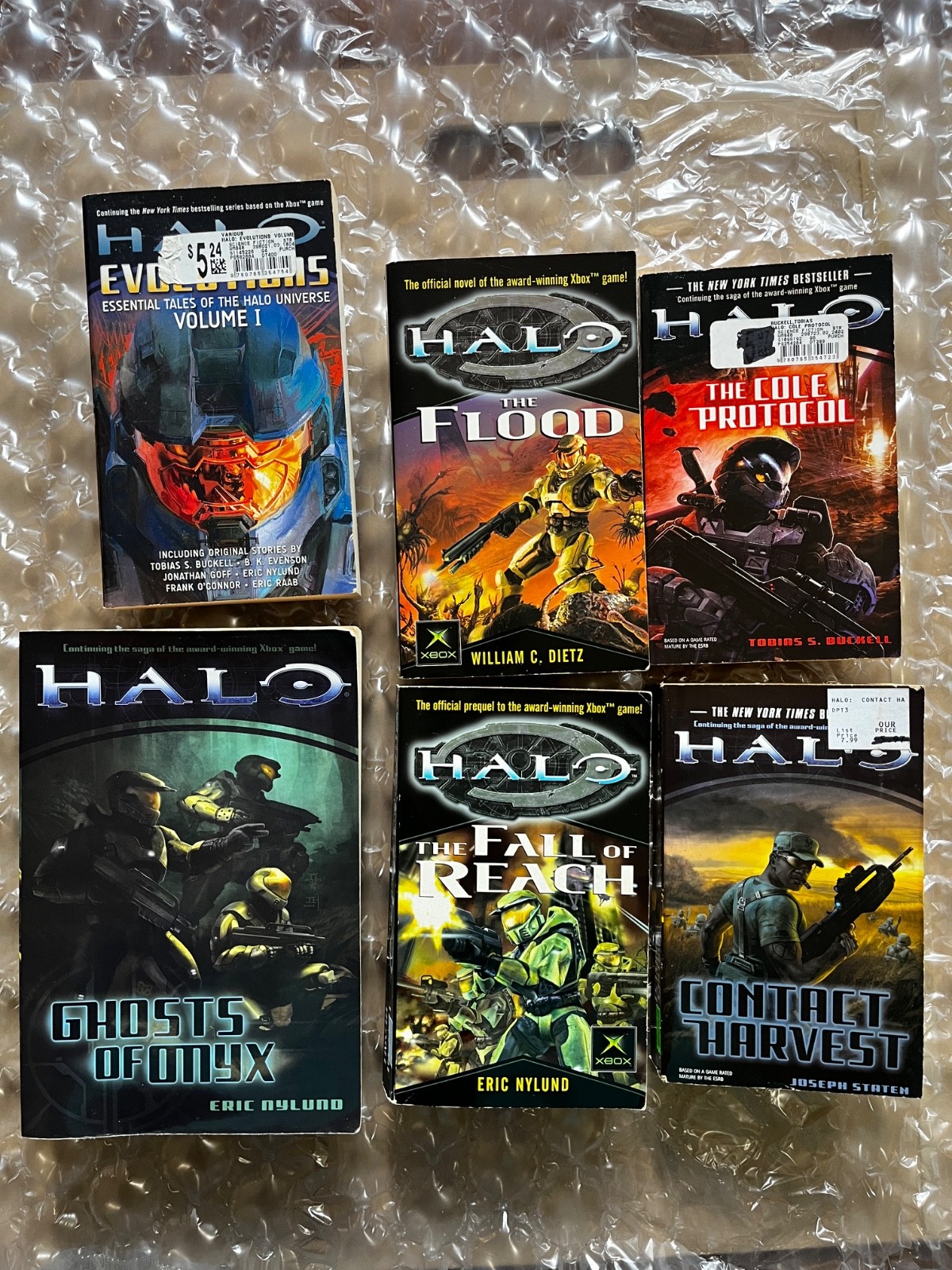 HALO Paperback Book Lot of 6 Xbox Master Chief Flood Scifi Fall of Reach