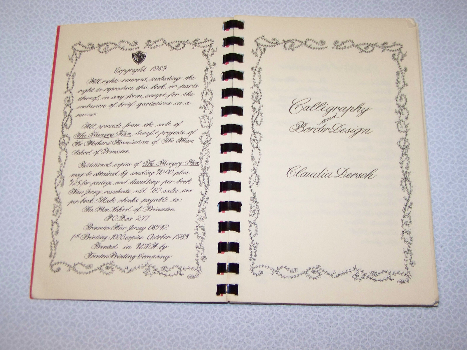 The Hun School of Princeton Cookbook 1983 Princeton NJ The Hungry Hun