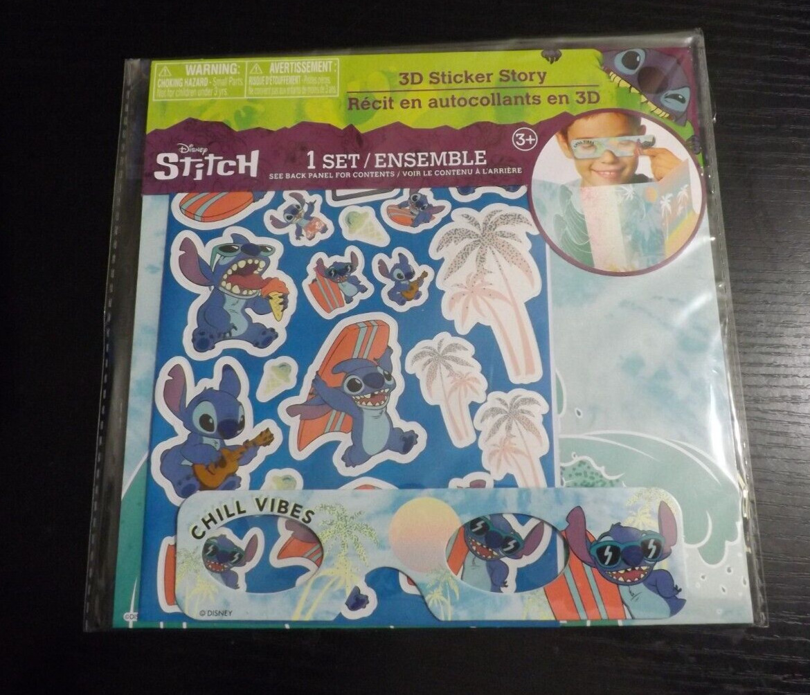 NEW Disney LILO & STITCH 3D Sticker story set w/ glasses & 3D stickers