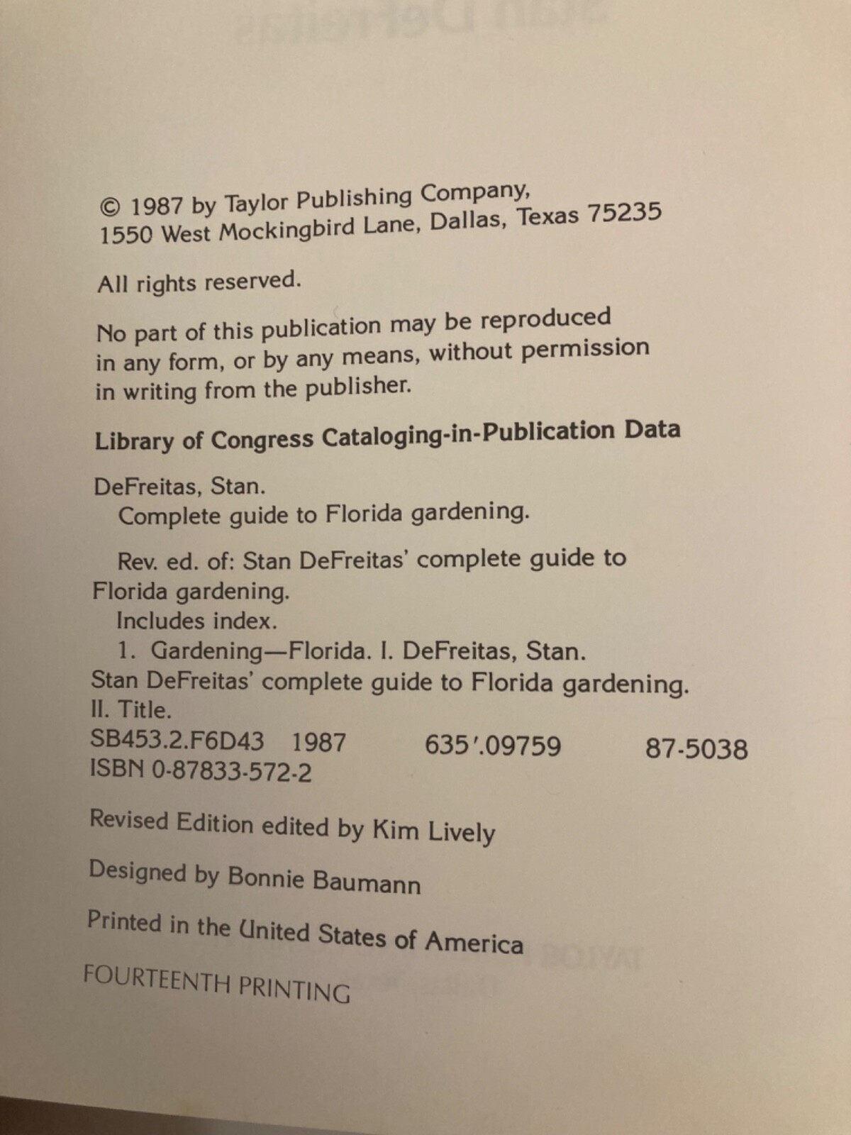 FL Complete Guide to Florida Gardening Vintage 1987 Stan DeFreitas