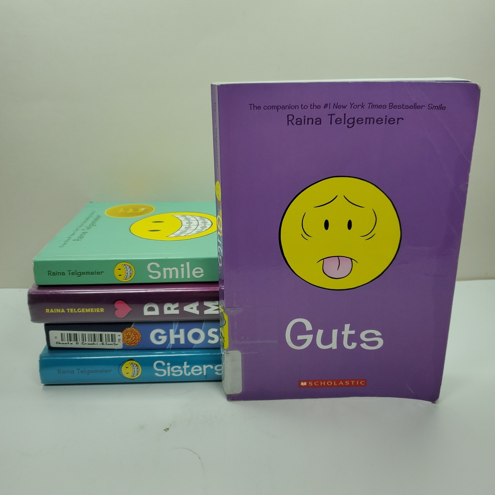 5 RAINA TELGEMEIER Graphic Novels ~ GUTS ~ SMILE ~ GHOSTS ~ SISTERS ~ DRAMA