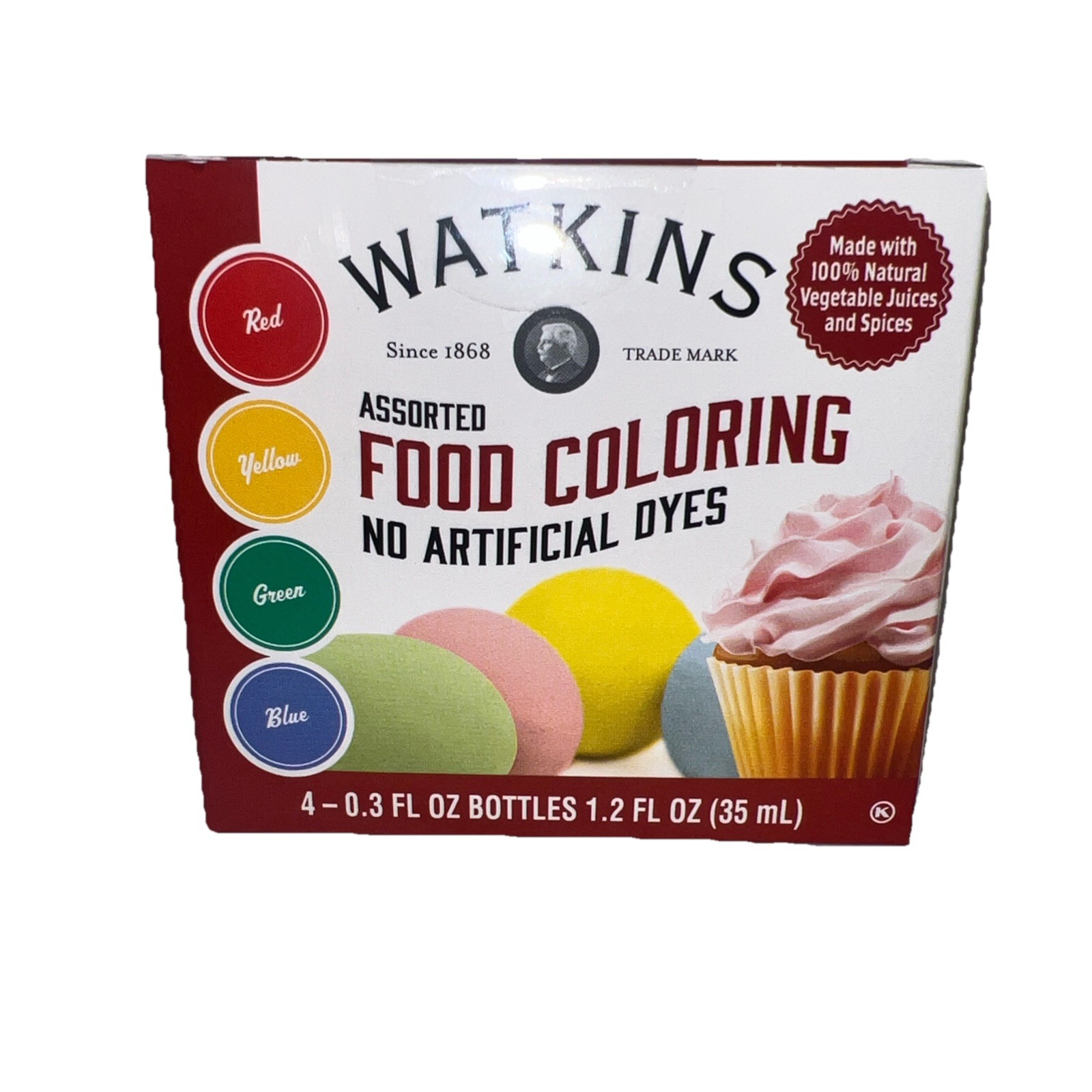 Crafted USA Assorted Food Colors Natural & Artificial Dye-Free 4 x0.3 oz exp4/27