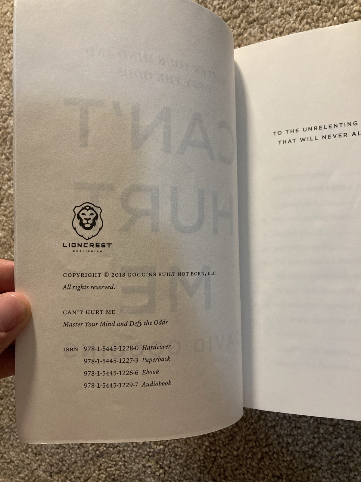 Can’t Hurt Me: by David Goggins (2018, Paperback) Navy Seal BUDS MILITARY BIO.