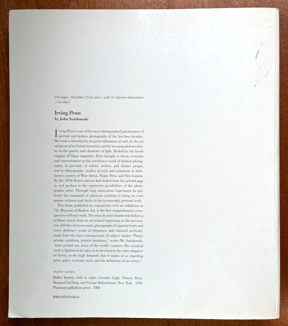 Irving Penn by John Szarkowski, Museum of Modern Art catalog 1984, Very Good