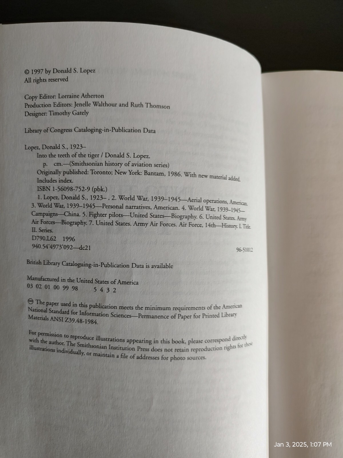 Into the Teeth of the Tiger, 256 pages, © with new material 1997, 1st © 1986