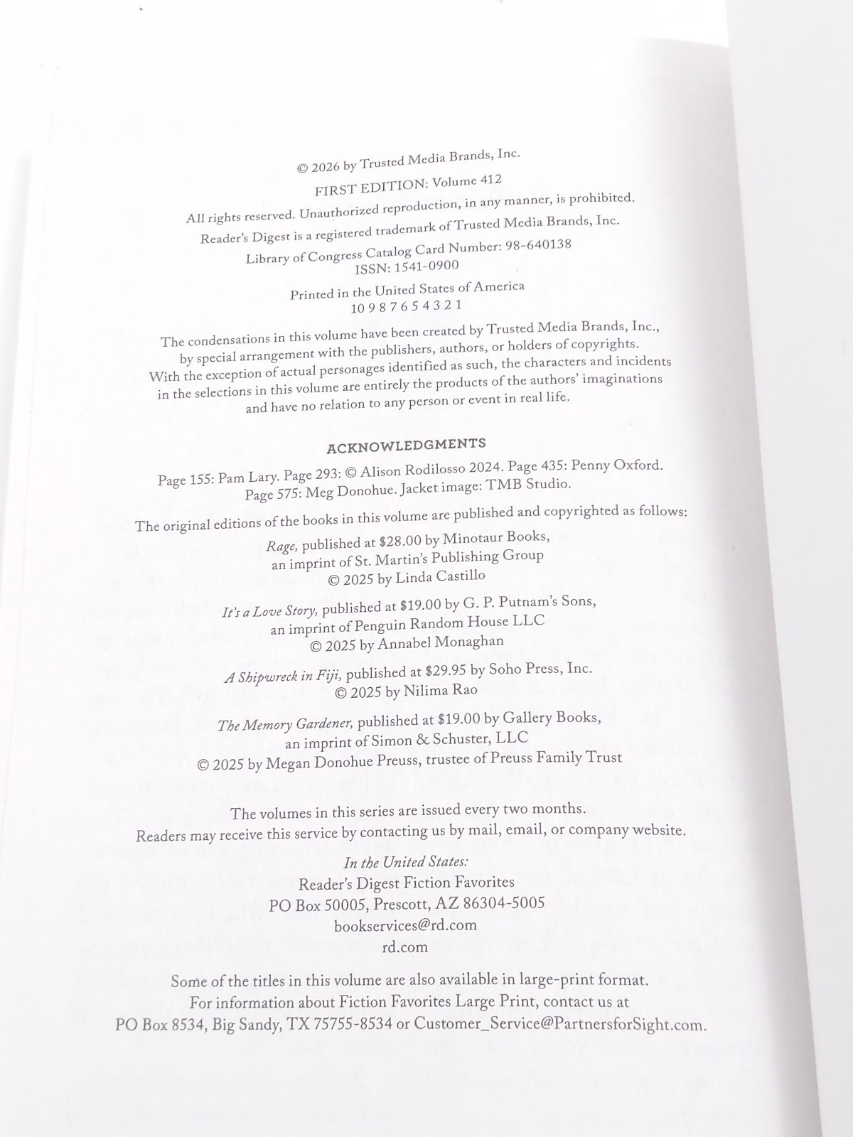 Reader’s Digest Fiction Favorites 2026 Volume 412 – Paperback
