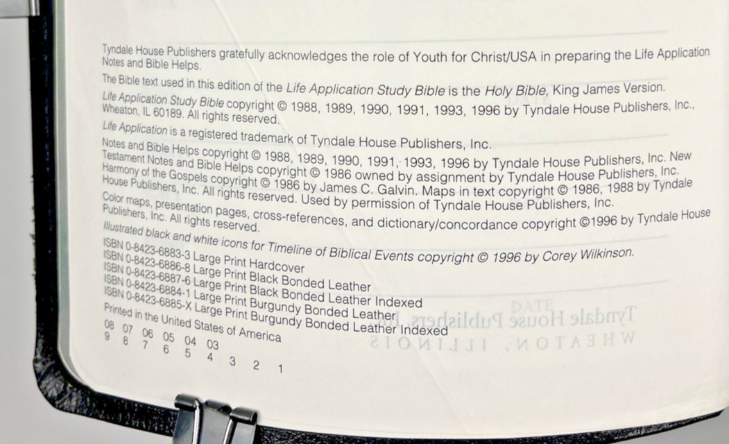 Life Application Study Bible KJV Large Print Black Bonded Leather Tyndale