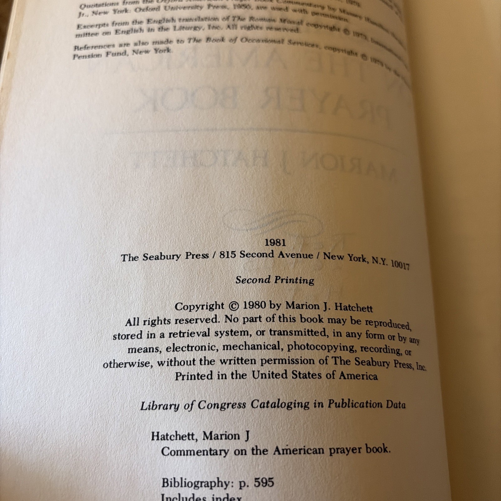 Commentary on the American Prayer Book 1981 Good HC Hatchett