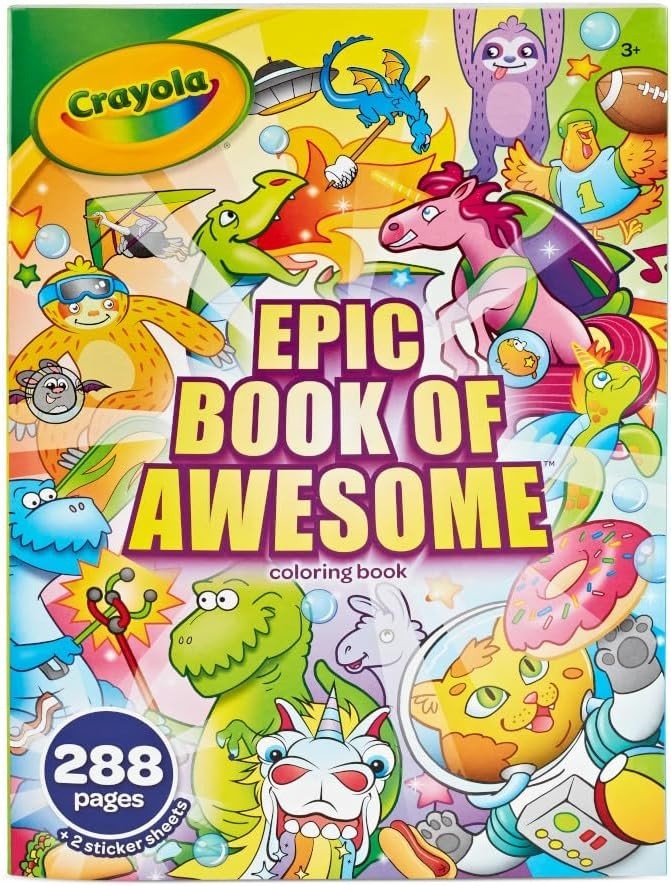 Giant Epic Coloring Book with 288 Pages & Foil Stickers for Creative Kids