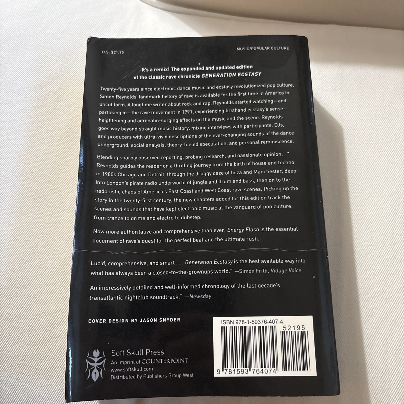 Energy Flash : A Journey Through Rave Music by Simon Reynolds Paperback 2012