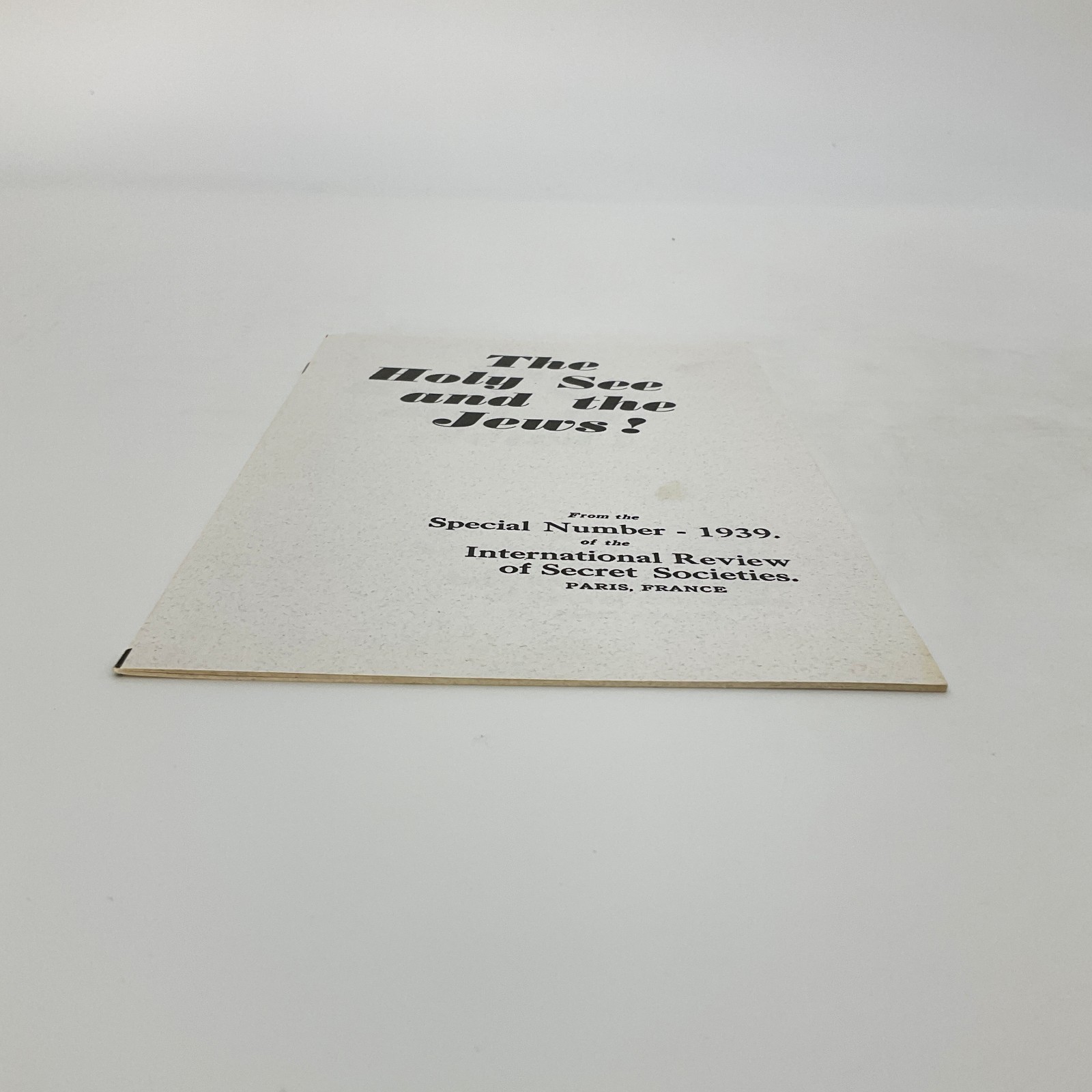 The Holy See and the Jews Special Number 1939 Reprint IRSS IRSS Vatican WWII Era