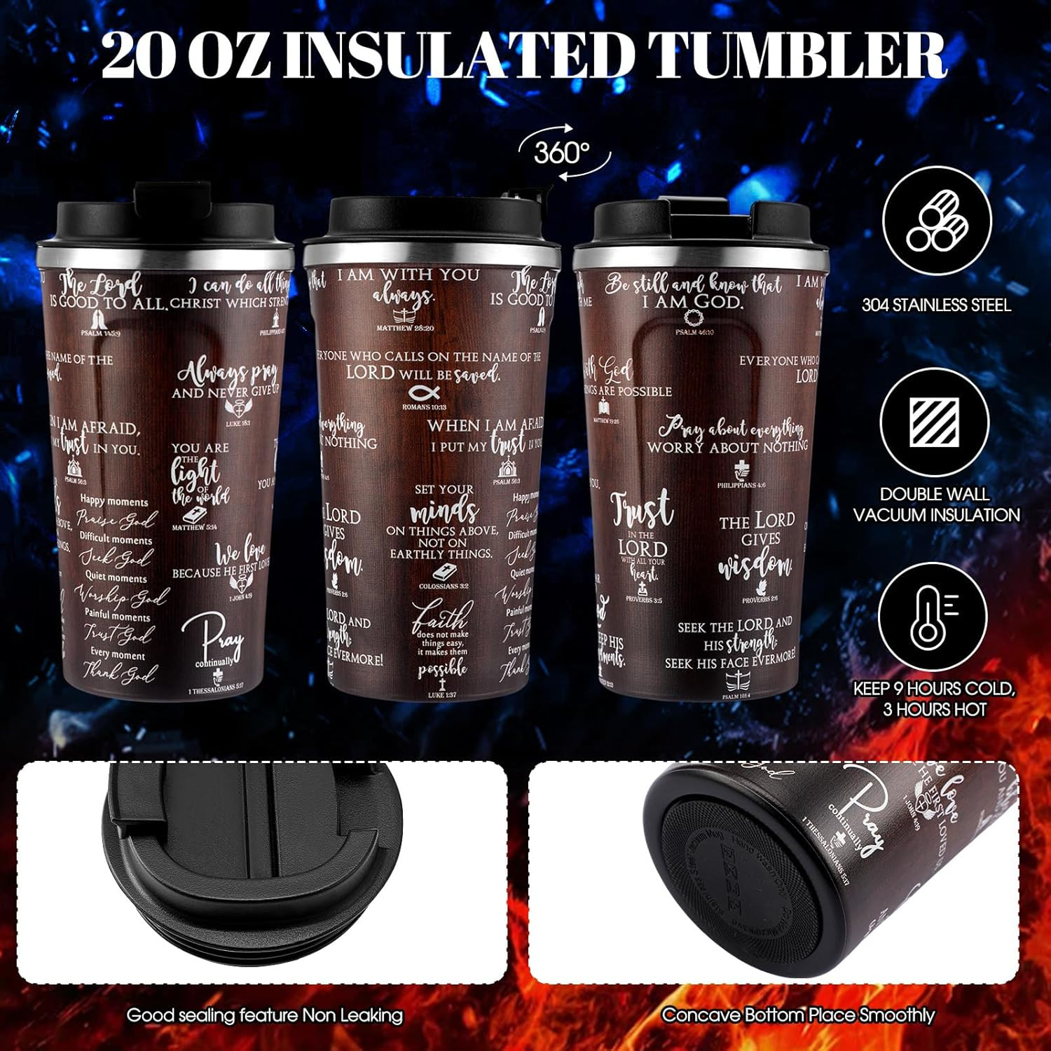 3 Pcs Christian Gifts for Men God Father Appreciation Gifts Bible Faith 20Oz Sta