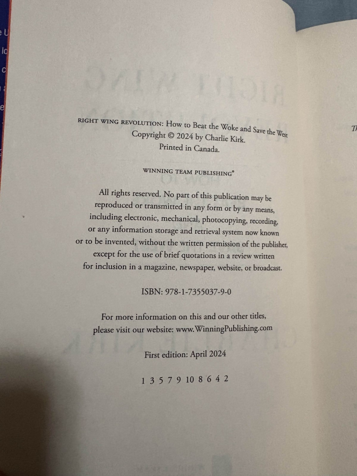 Right Wing Revolution by Charlie Kirk 2024 Hardcover New 1st Edition FREE SHIP!!