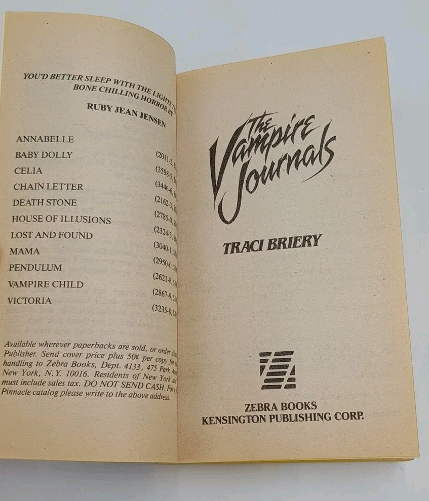 The Vampire Journals By Traci Briery Vintage Paperback 1993 Pinnacle Books