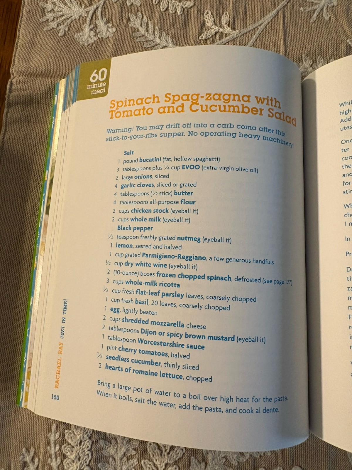 Just in Time! by Rachael Ray Clarkson Potter 2007 Illustrated Cookbook 336 pages