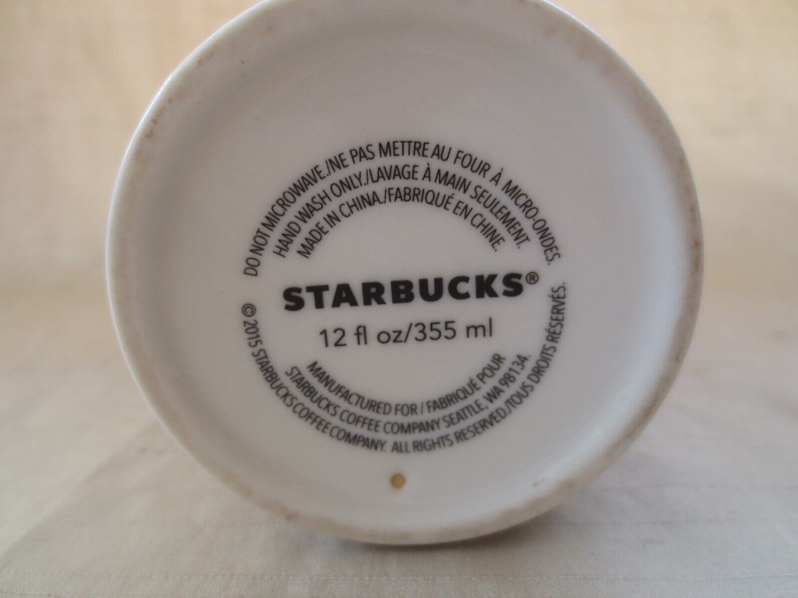 STARBUCKS 2015 SHELBY KREGEL WATERCOLOR WORLD MAP MERMAID 12 OZ CERAMIC TUMBLER