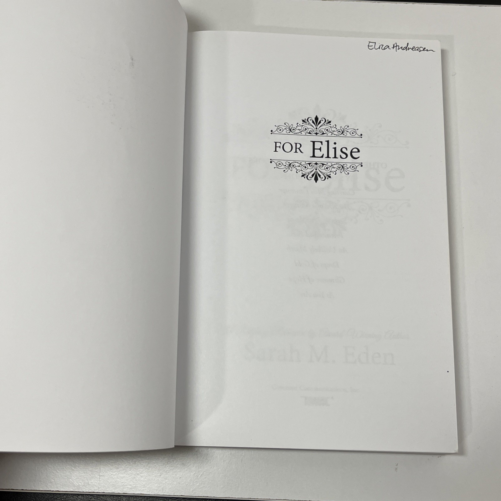 For Elise – A Regency Romance by Sarah M. Eden 2014 Covenant Romance Ppbk