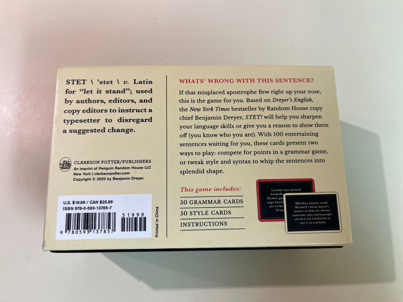 New Old Stock- Stet! Dreyer’s English Card Game Language Lovers, Benjamin Dreyer