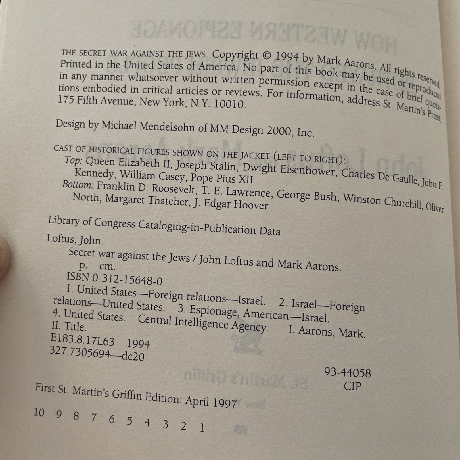 The Secret War Against the Jews: How Western Espionage Betrayed The Jewish Peop