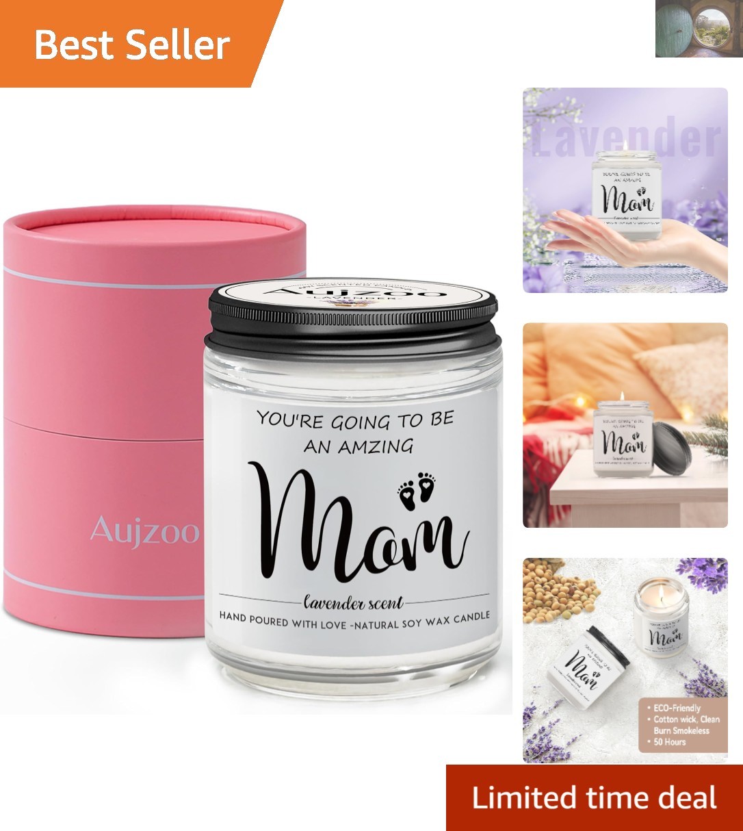 7oz Lavender Soy Wax Candle – Ideal Gift for First-Time Moms and Baby Showers