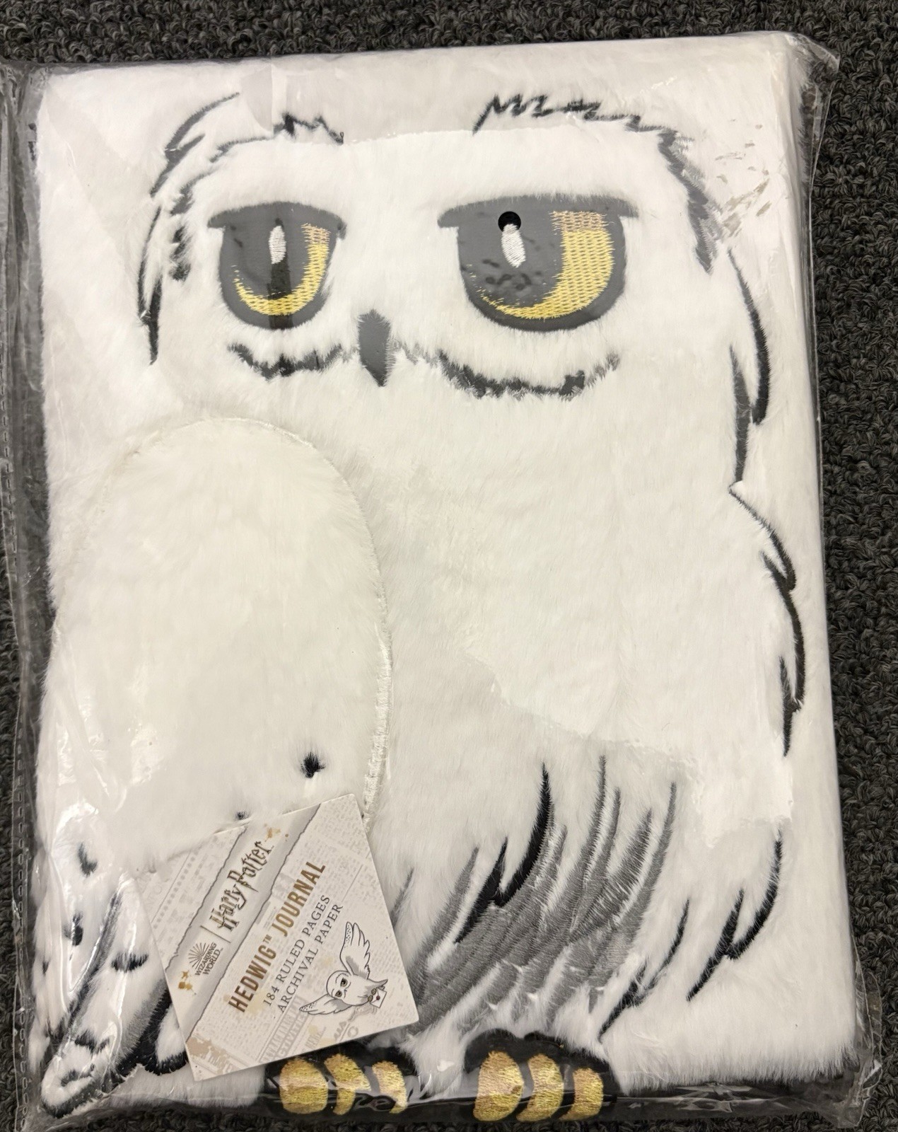 Harry Potter Hedwig Owl Fuzzy Plush Journal w/ Pen, 184 Ruled Pages