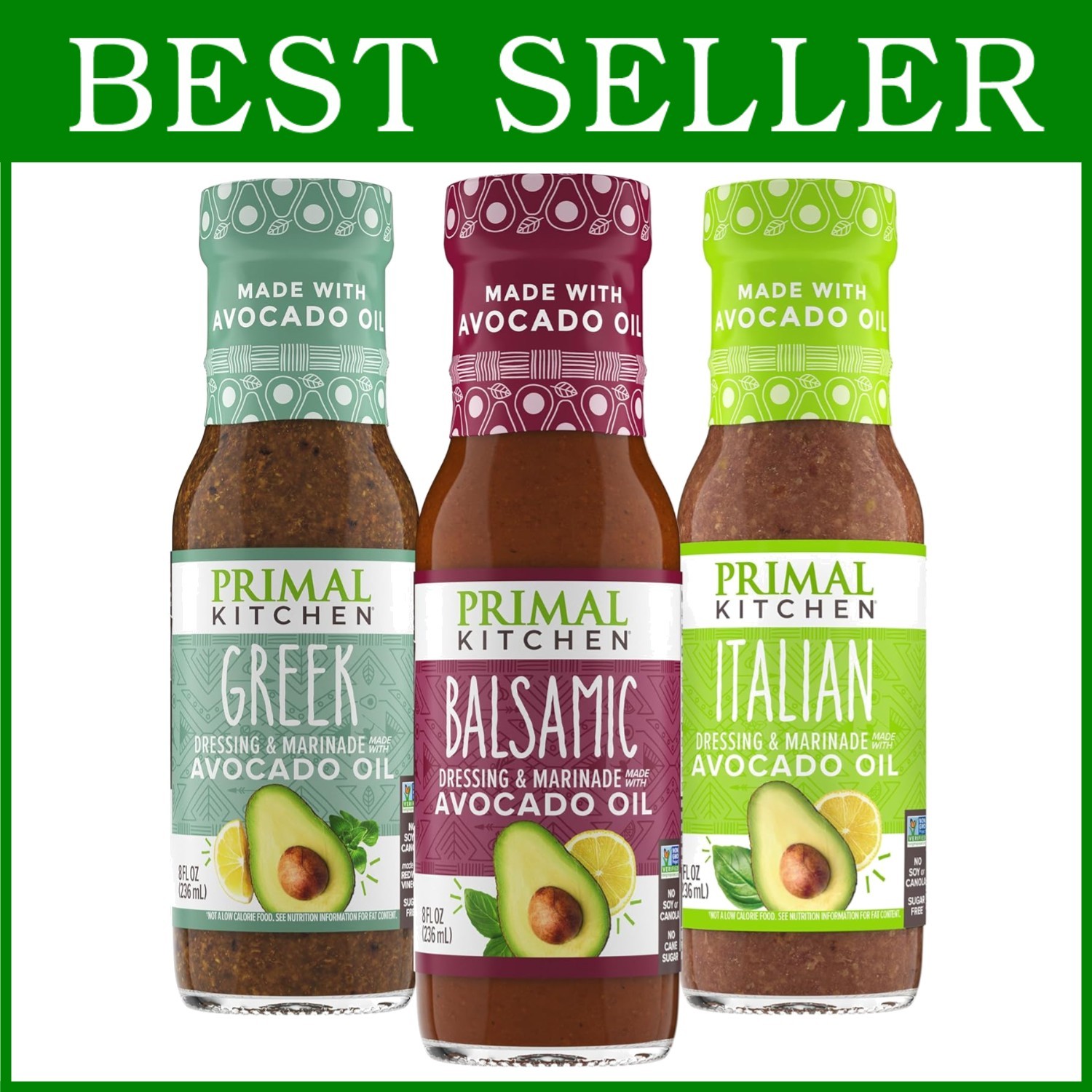 Greek, Balsamic, and Italian Dressing Trio, 8oz x 3