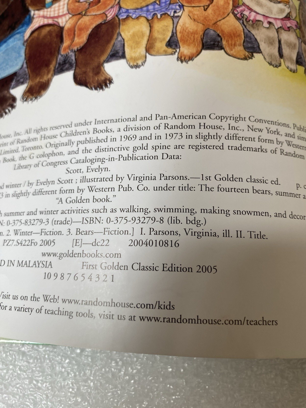 The Fourteen Bears in Summer and Winter By E. Scott-First Golden Classic Edition
