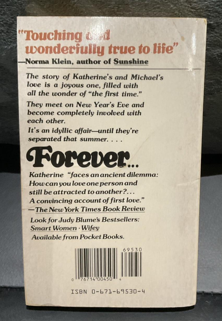 Forever by Judy Blume Classic Older Teens (c) 1957 1st PB Printing 1976